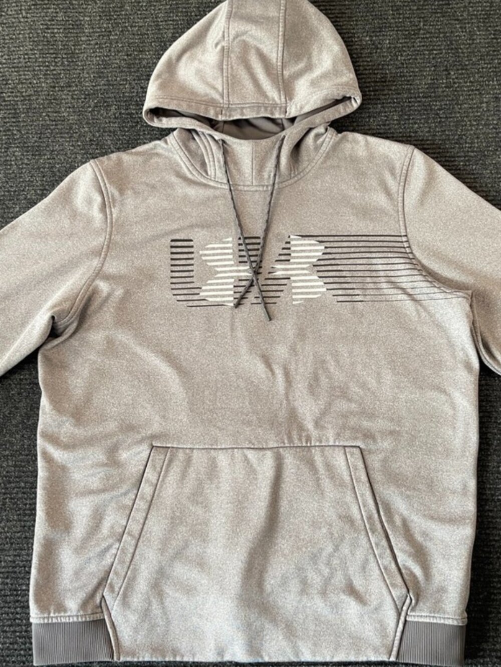 Under Armour ColdGear Hoodie Mens Large Gray Graphic Pullover